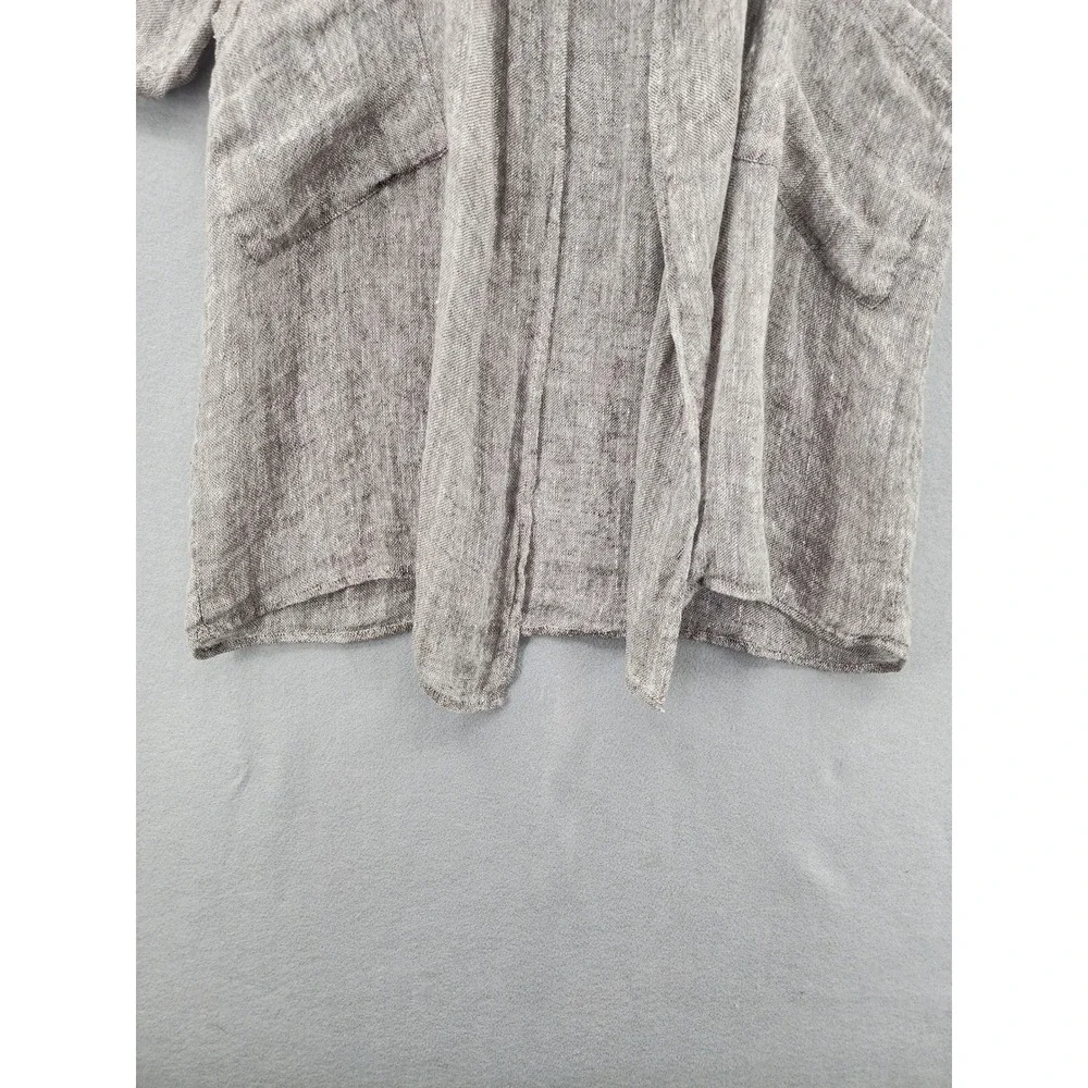 Pure Jill J. Jill 100% Linen Cardigan XS‎ Brown Marl Open Front Longline Sweater